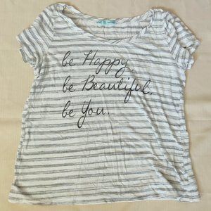 Maurices Gray &  White Stripped Short-sleeve T-shirt